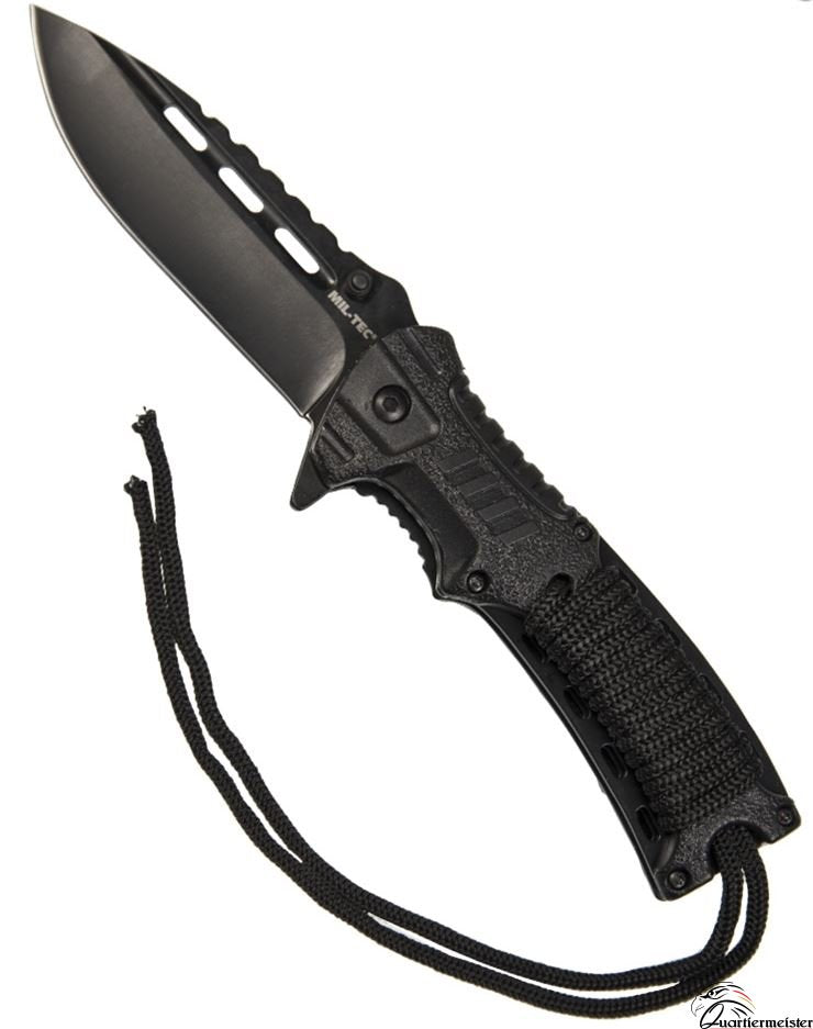 Mil-Tec Einhandmesser Paracord m. Fire Starter Schwarz
