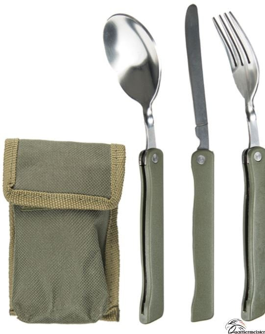 Mil-Tec Klappbesteck 3-tlg. m. Tasche Oliv