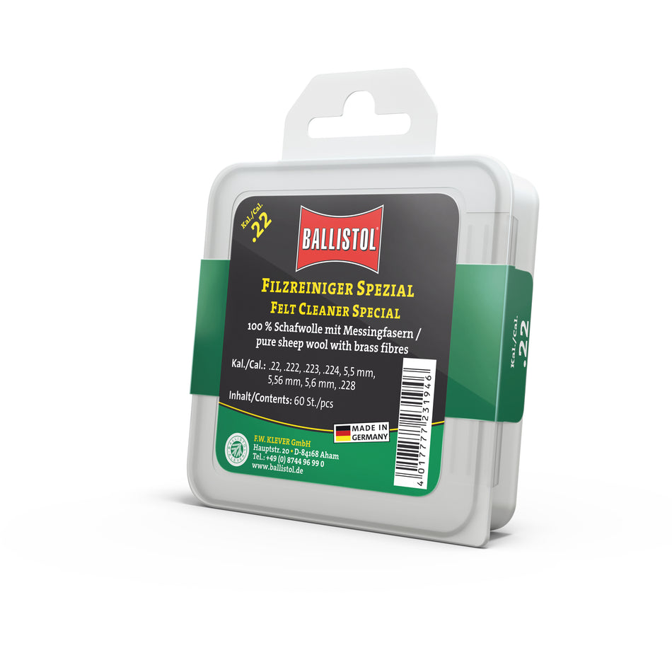 Ballistol Filzreiniger Spezial 100% Schafwolle mit Messingfasern -verschiedene Kaliber-