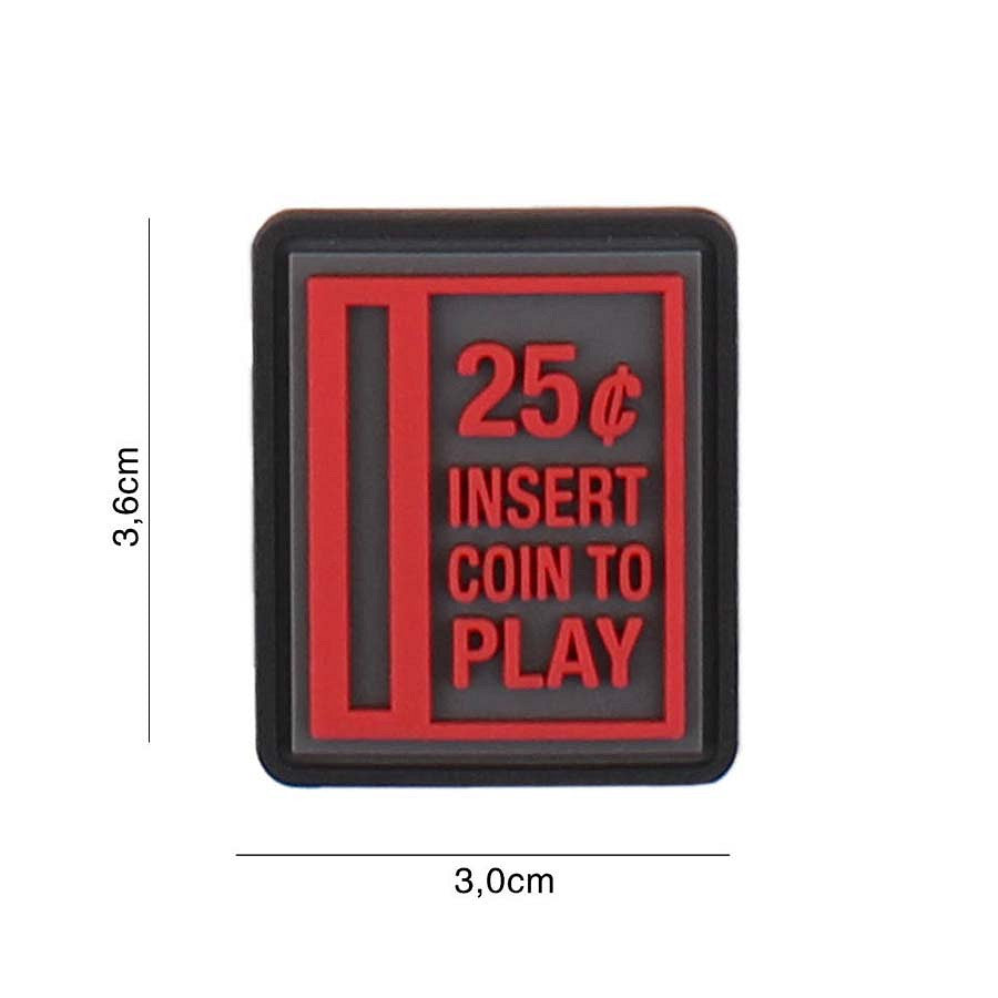 Patch 3D PVC Insert coin to play red