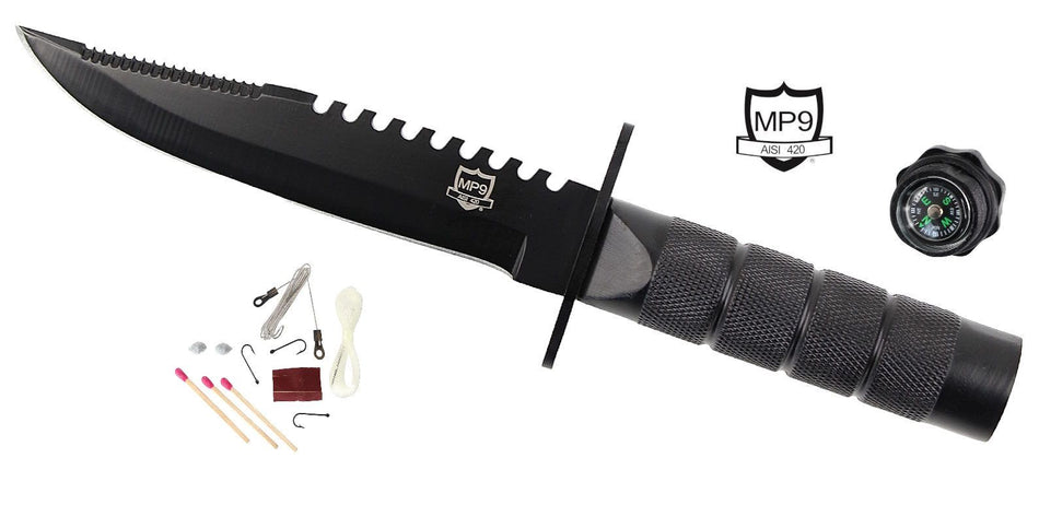 M9 Survival Überlebensmesser mit Kompass und Überlebens Zubehör im Griff