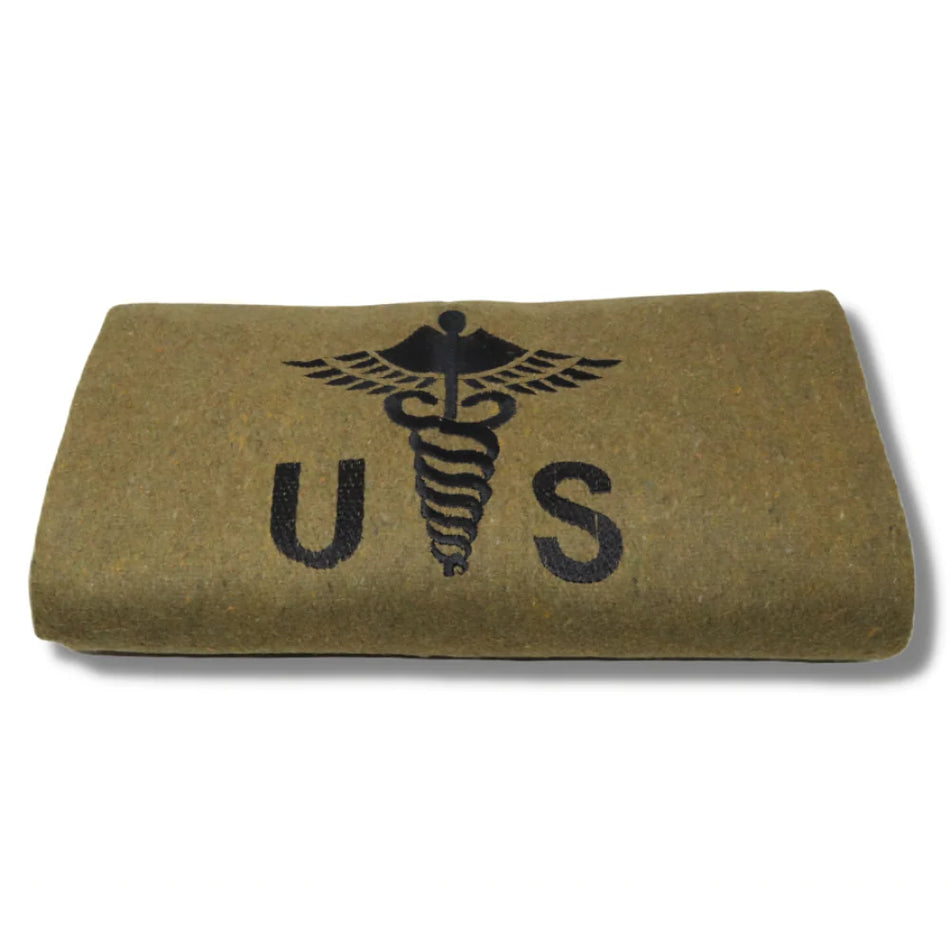 US Military Surplus US Caduceus Wool Blanket Wolldecke