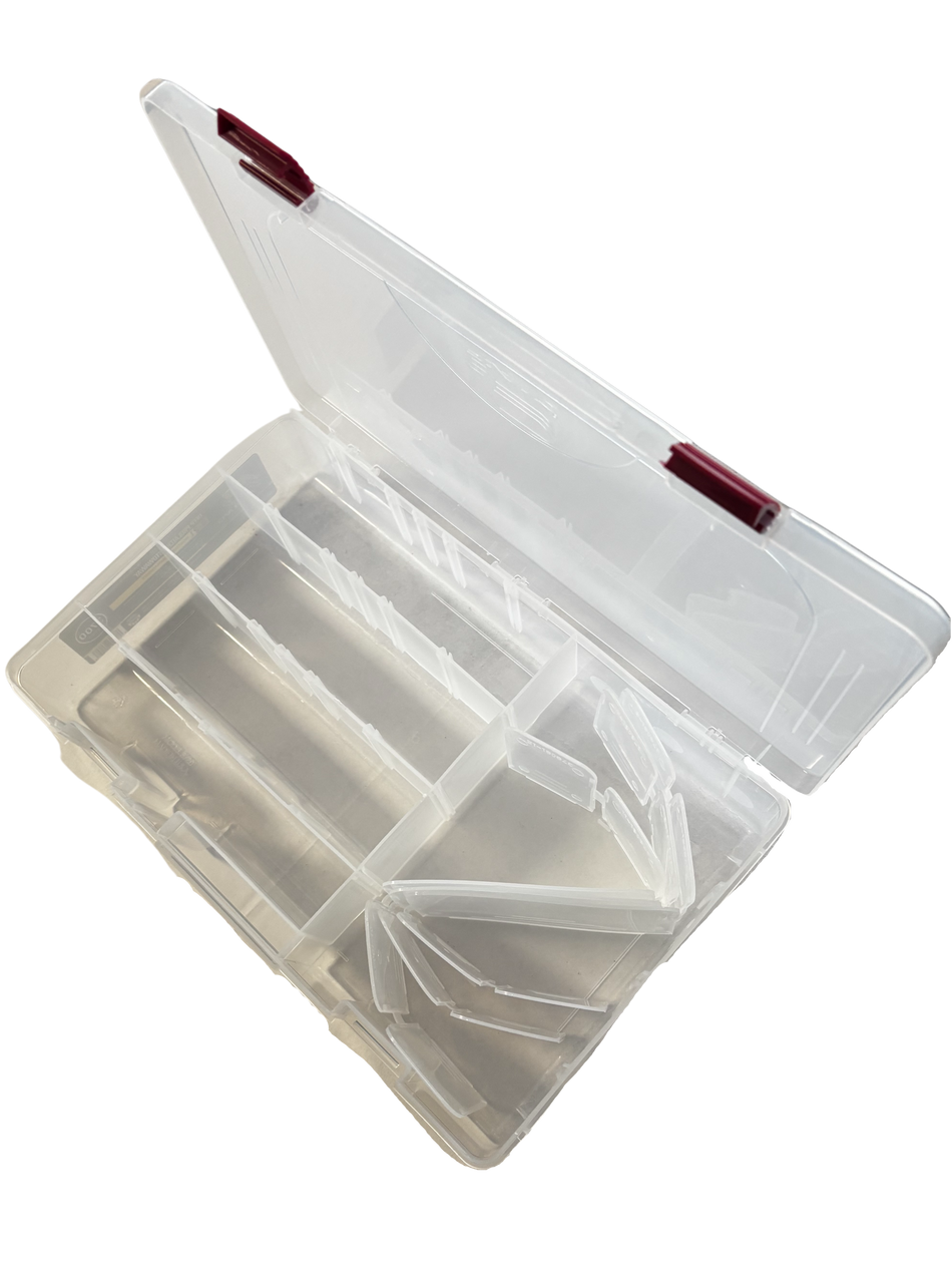 Plano Deep Storage Box with Adjustable Dividers Clear