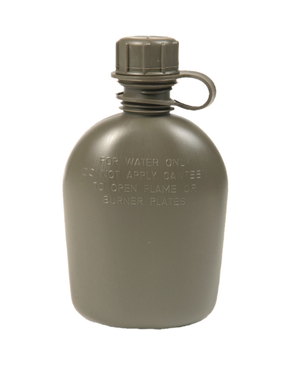 US Feldflasche 1 Liter Oliv, Surplus (mit Anschluss für ABC Maske)