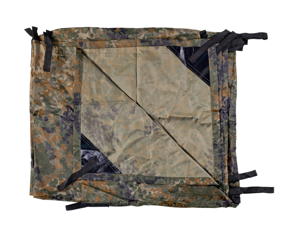 Tarp Basha 3x3 m – Flecktarn | Leicht. Vielseitig. Wetterfest.