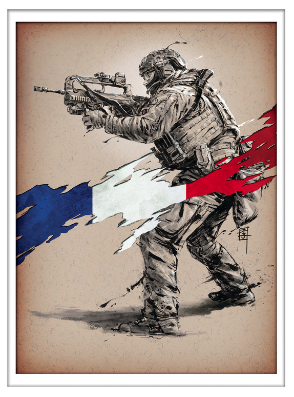 Marc Lee Military Art French RPIMa (gerahmt)