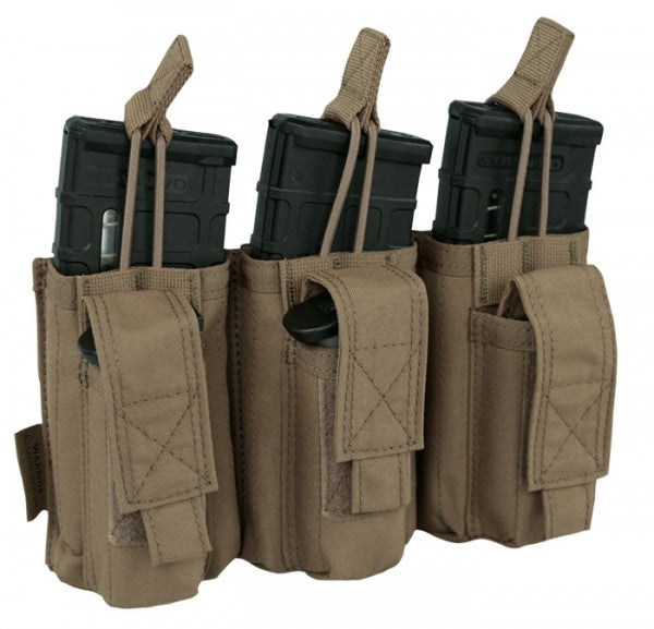 Warrior Assault Systems Triple MOLLE Open 5.56mm Mag/Bungee Retention with 3 Pistol Mag Pouches