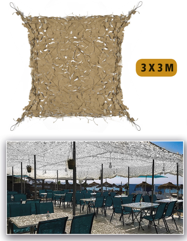 Mil-Tec Netz Broadleaf 'Shadow Sail' 3,0 x 3,0 Desert